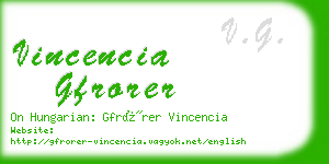 vincencia gfrorer business card